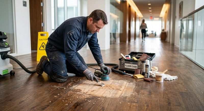 Our team working on Wood Floor Service projects in Waukesha, WI