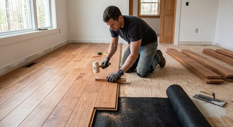 Cherry Floor Installation in Brookfield, WI