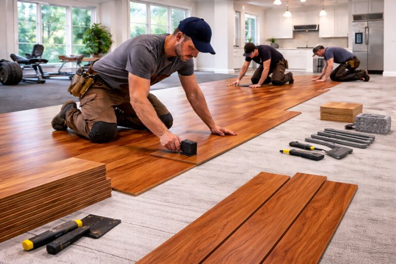 Cherry Floor Installation in East Troy, WI